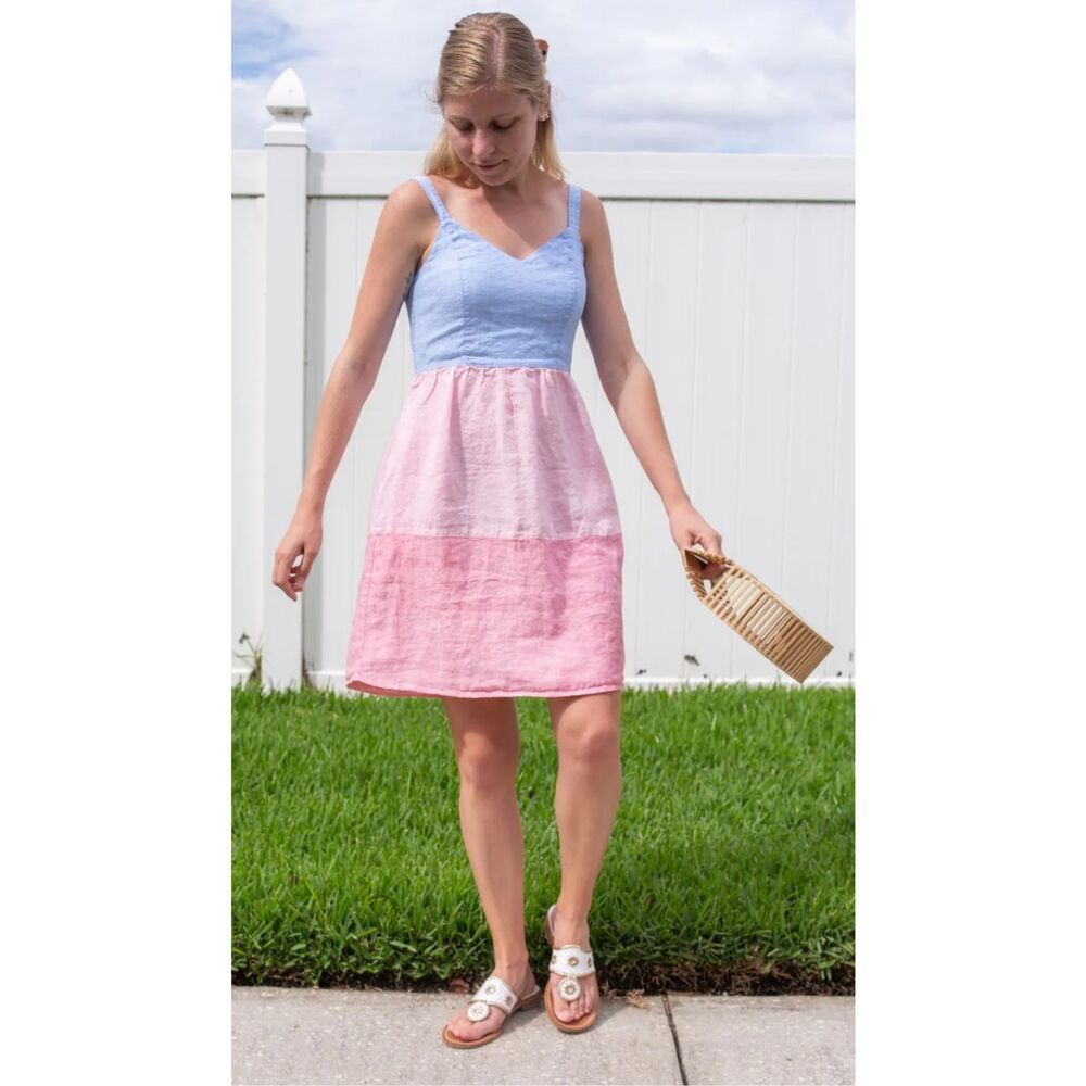 Cynthia Rowley Linen Colorblock Dress Size 2